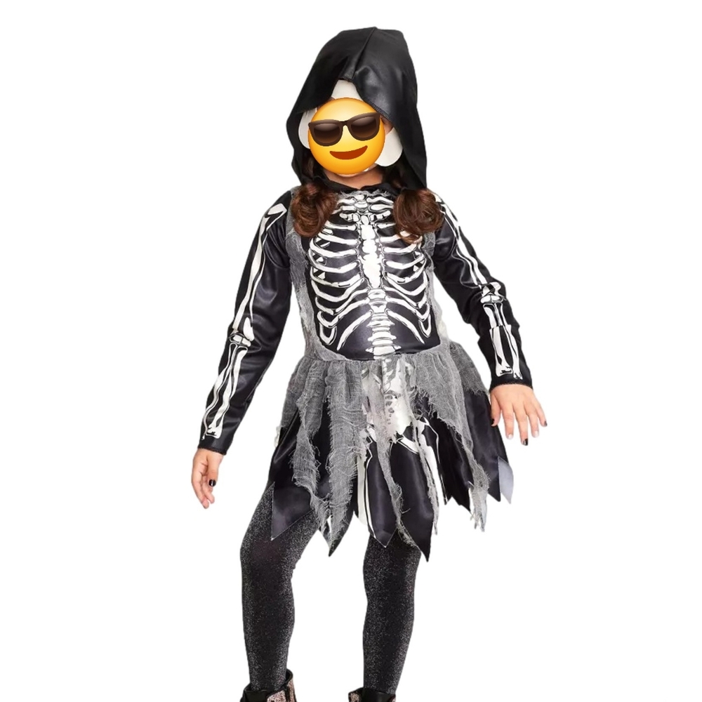 Hyde & Eek Girls Mystic Bones Skeleton Print Kids Hooded Costume